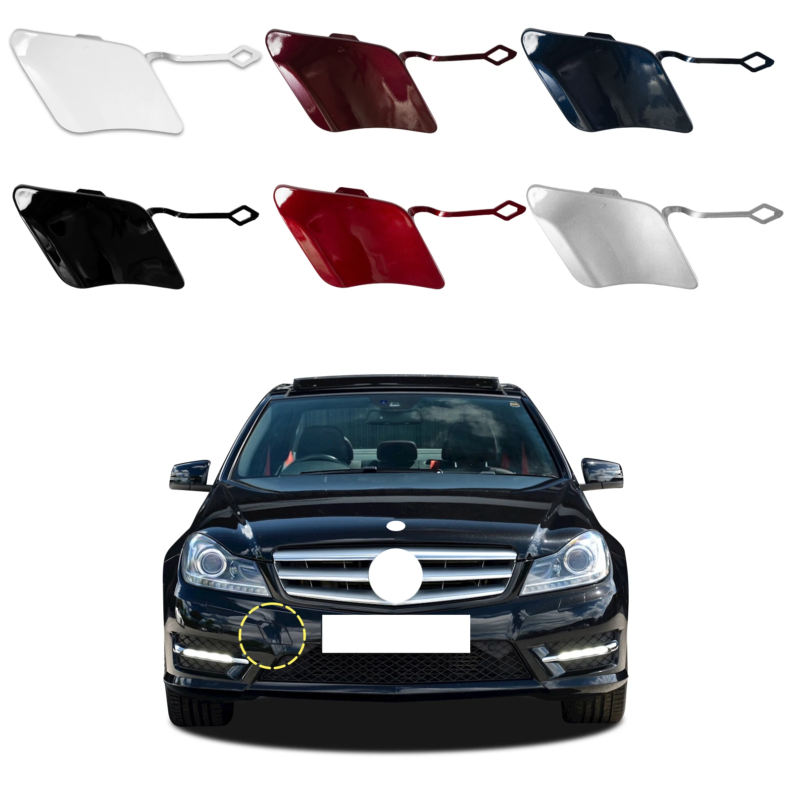 Front Bumper Tow Hook Cap Towing Eye Cover For Mercedes-Benz C-Class W204 AMG Line 2011 2012 2013 2014 Fit C180 C200 A2048850526