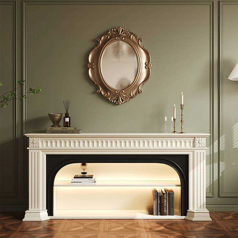 American fireplace TV cabinet villa living room simulated flame solid wood heating French large size fireplace decoration