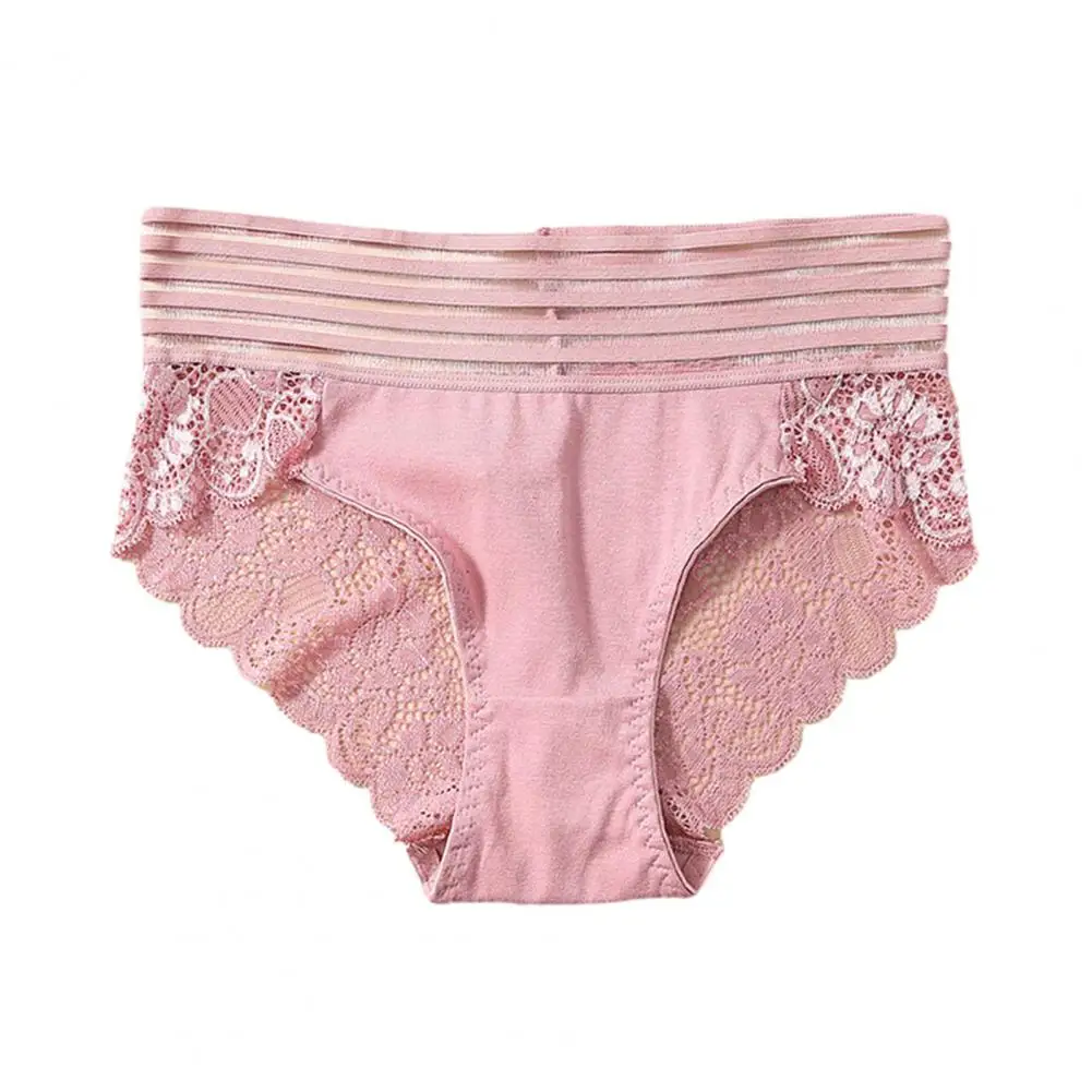 Breathable Women Panties Elegant Lace Flower Embroidery High Waist Plus Size for Women Soft Underwear with Breathable Fabric