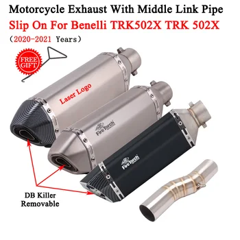 Slip On For Benelli TRK502X TRK 502X 502 X 2020-2021 Motorcycle Exhaust Escape Modified Middle Link Pipe Moto Muffler DB Killer