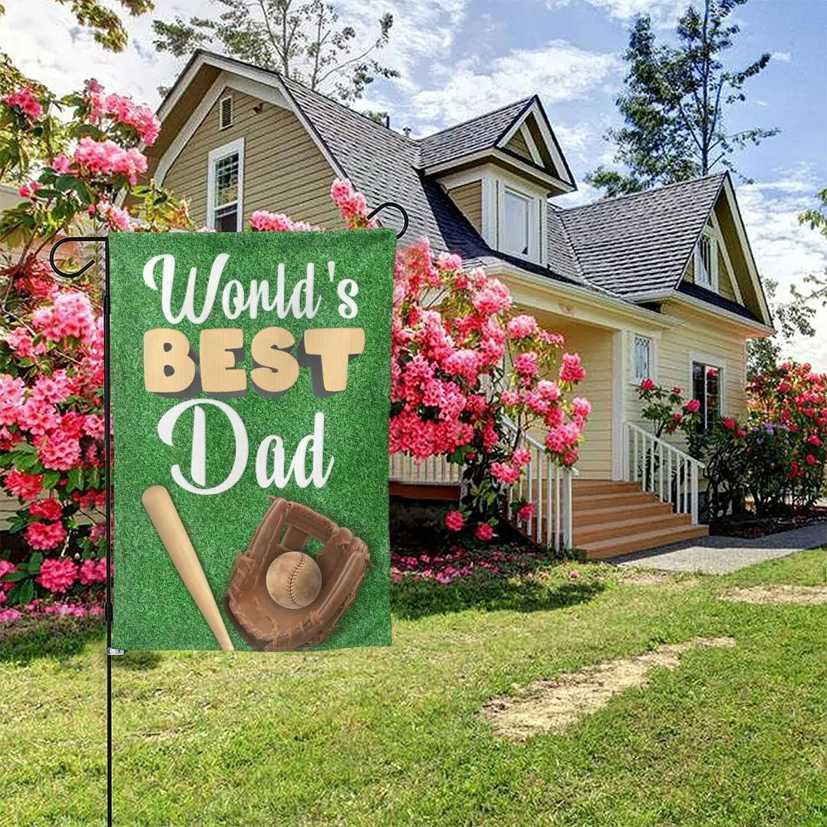 

America Forever Father's Day Garden Flag - Best Dad Baseball - World's Best Dad - Happy Father's Day Love Garden Flag