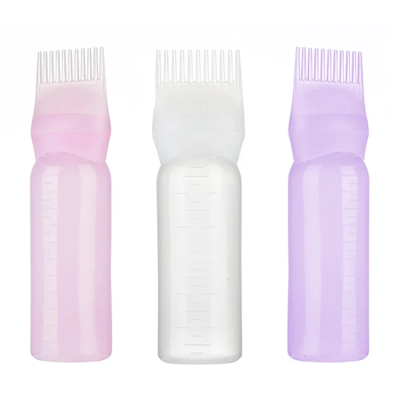 Hair Dye Applicator Bottle 120ml Multicolor Plastic Refillable Comb Dispensing Salon Hair Coloring