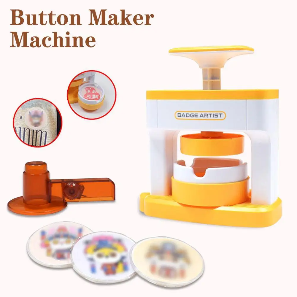 Badge Button Press Machine Portable DIY Pin Badges Making For Children Creativity Kid Gift 48pcs Button Parts 48pcs Pictures