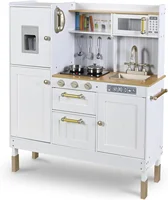 Play Kitchen for Kids, Pretend Preschool Kitchen Sets, Wooden Cooking Playset w/Realistic Light & Sound, Telephone, Stove,Fridge 1