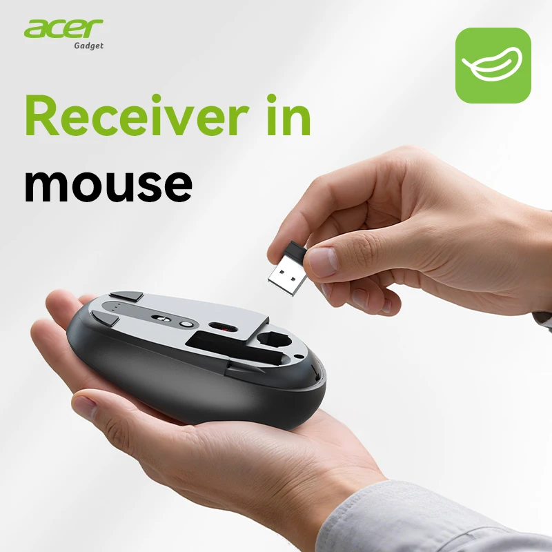 Acer OMR282 무선 마우스, 2.4GHz 컴퓨터 마우스, USB-A 수신기가 있는 사무용 무선 USB 마우스, PC, 노트북과 호환 가능