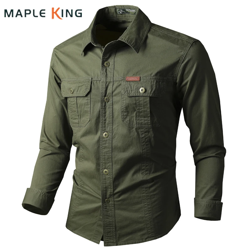 

6XL Plus Size for Men Military Cargo Shirts Cotton Double Pocket Chemise De Cowboy Pour Hommes Mens Outdoor Tactical Workwear