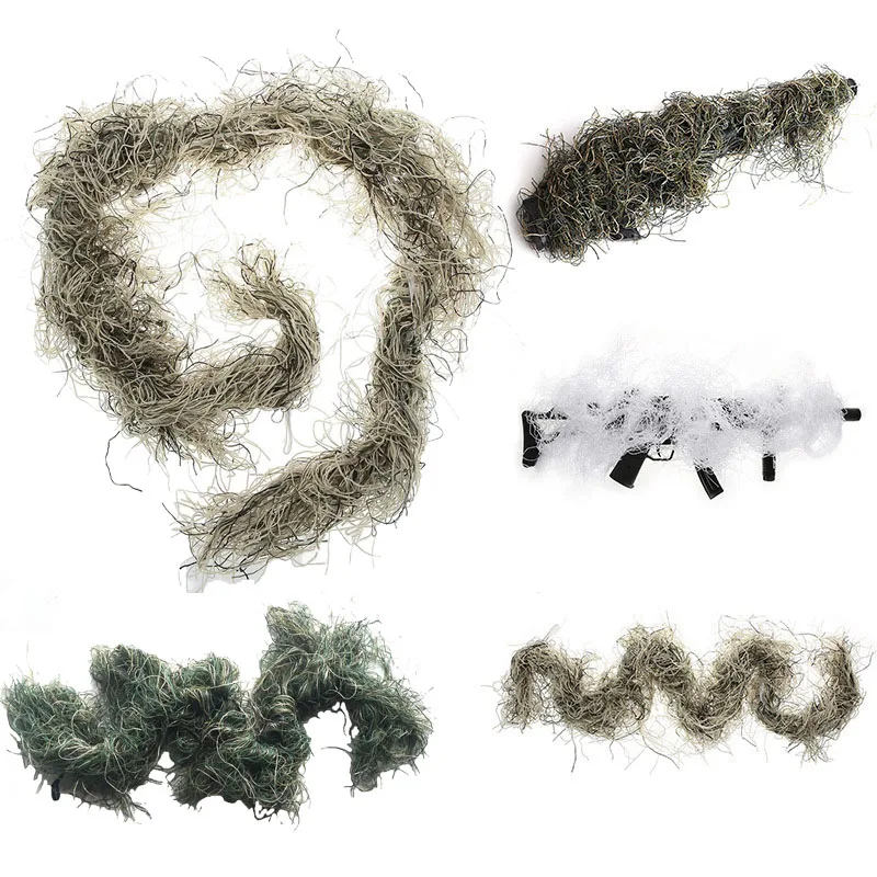 Hunting Rifle Wrap Rope Grass Type Ghillie Suits Gun Stuff Cover for Camouflage Sniper Airsoft Paintball Hunting Clothing