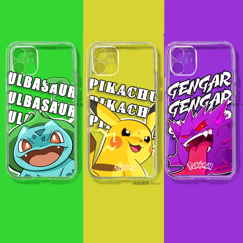 2022 Pokemon Pikachu Cases For iPhone 11 12 Pro MAX 6S 7 8 Plus XS MAX 12 13 Mini X XR SE 2020 Back transparent Coque Funda iphone se leather case