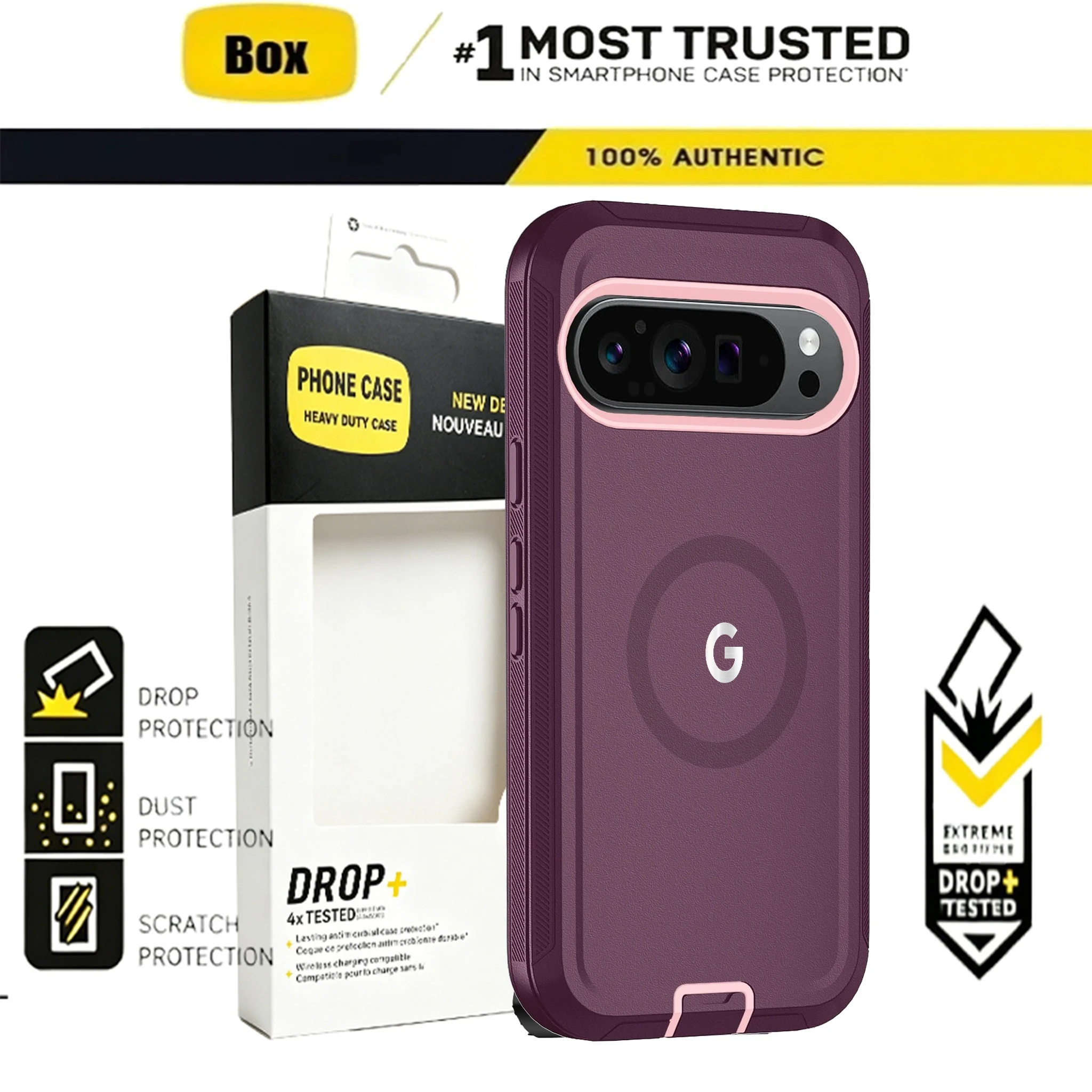 Enhanced Military Grade 3-in-1 Armor Case with MagSafe Compatibility - Shockproof TPU+PC Design