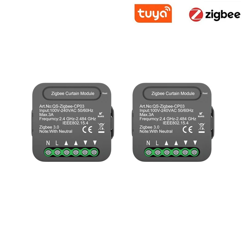 Tuya ZigBee Smart Curtain Module Blind Switch for Roller Shutter Wireless Voice Remote Control Compatible with Alexa Google Home 