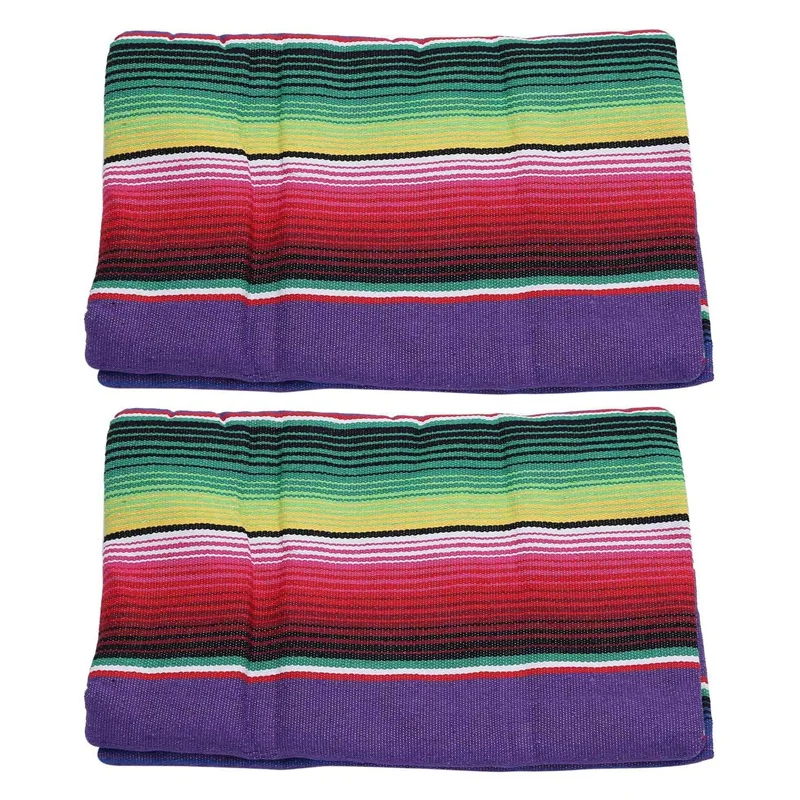 

2X Mexican Tablecloth For Mexican Party Wedding Decorations, Mexican Saltillo Serape Blanket Bed Blanket Table Mat