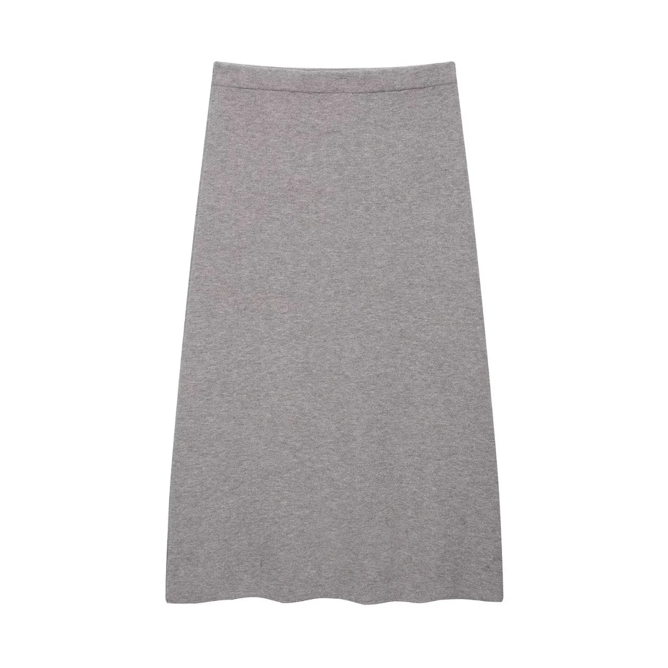 Women Solid Knitted Midi Skirt With Elasticated Waist Flare Hem Straight Long Skirt Female Spring Autumn Holiday Elegant Skirts
