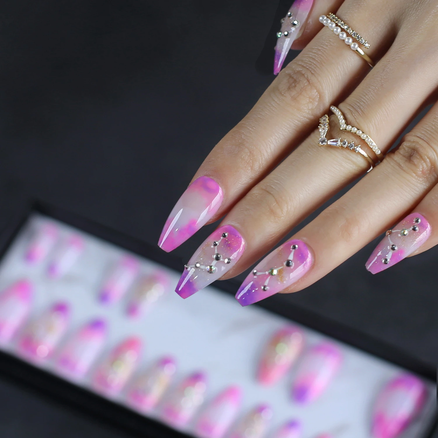 Rock Your Fingertips Shine with Purple Ombre Nails with Diamonds