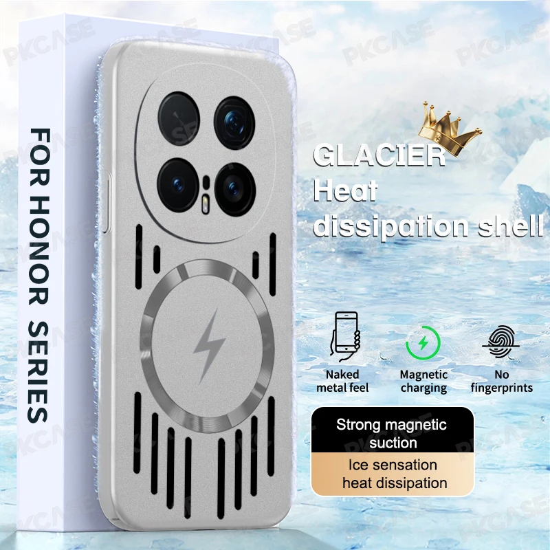 Hollow Metal Heat Dissipation Magnetic Phone Case - Breathable Cooling Shockproof Cover