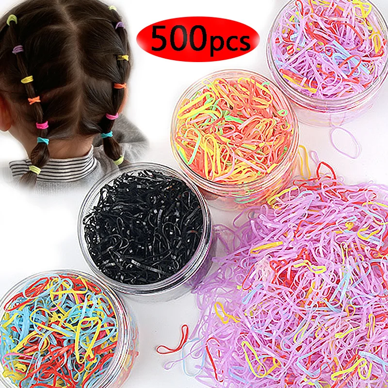 500 Pcs/box Girls Color Disposable Elastic Small Rubber Bands Horsetail  Hair Ties Thickened Durable Fashion Headwear Rubber Band - AliExpress