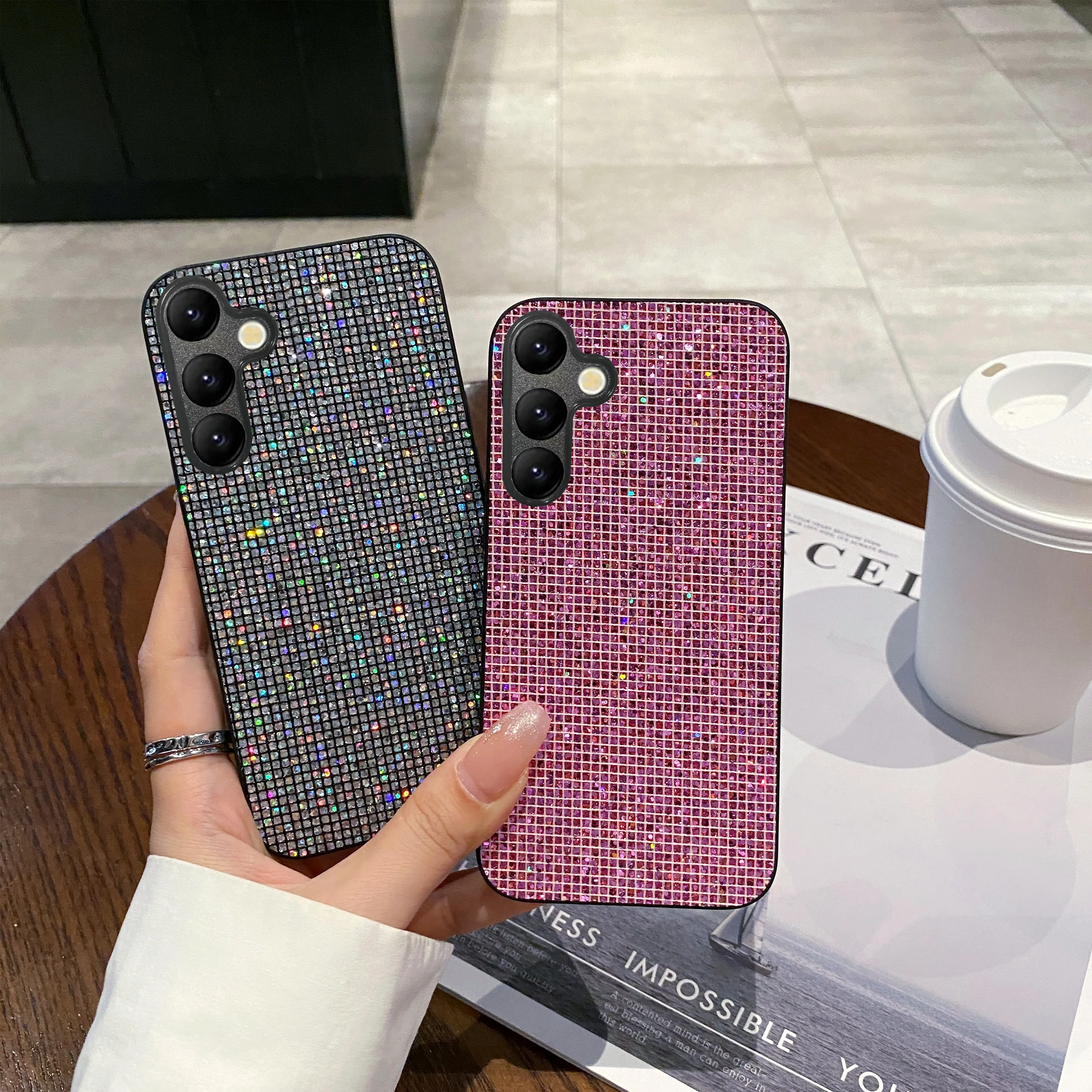 Luxury Shiny Colorful Grid Pattern Fashion Phone Case - TPU Shell