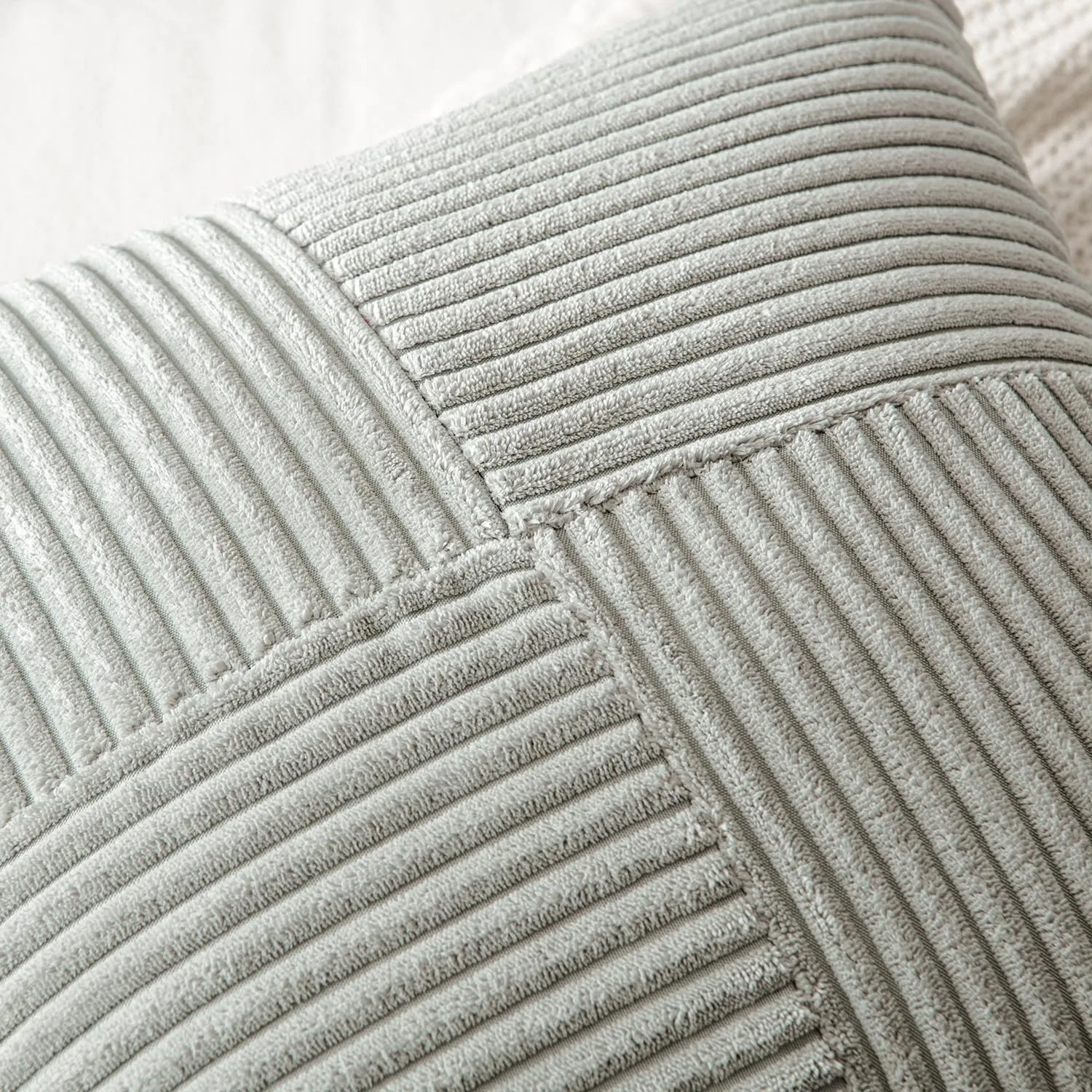 Throw Pillows Cover 18x18 Inch Grey Blue Corduroy Striped Square Pillow Case Western Modern Cushion Cover for Couch Sofa Bedroom 4