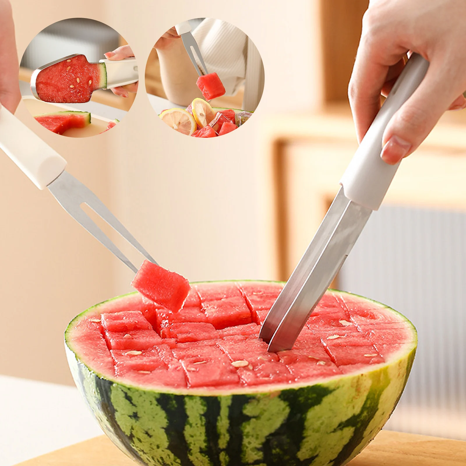 3-In-1 Watermelon Cutter Multi-Functional Melon Fork Slicer Tools Summer Fruit Carving Knife For Kitchen Accessories Home Gadget