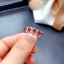 

MeiBaPJ Natural Garnet Gemstone Trendy Ring for Women Real 925 Sterling Silver Charm Fine Jewelry