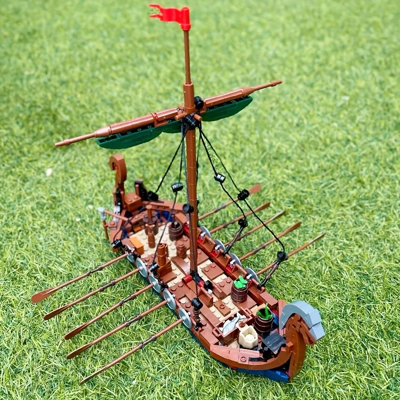 Moc mittelalter liches vikinged Schiff 463 pcs Ozean Abenteuer Navigation Boot Bausteine Bildung Kind Ziegel Spielzeug Anzug Erwachsenen Geschenk