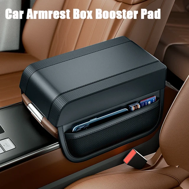 Car Armrest Box Booster Pad Universal Leather Armrest Cushion with Pocket  Central Memory Cotton Elbow Support Armrest Storage - AliExpress