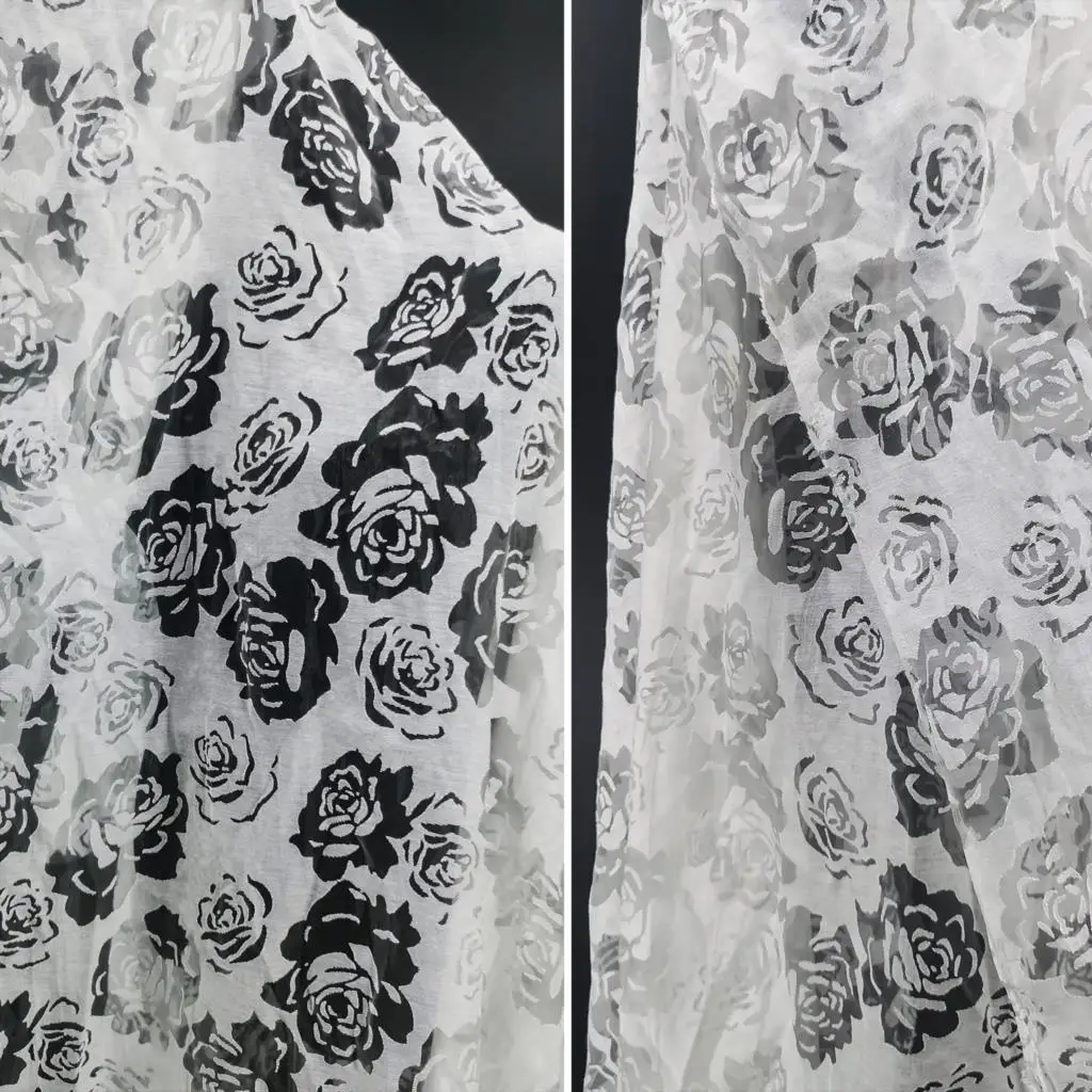 

Прозрачная жаккардовая ткань 1 ярд розы с текстурой «сделай сам», Креативная одежда, юбка, свадебная рубашка, дизайнерская ткань, швейный материал Tela