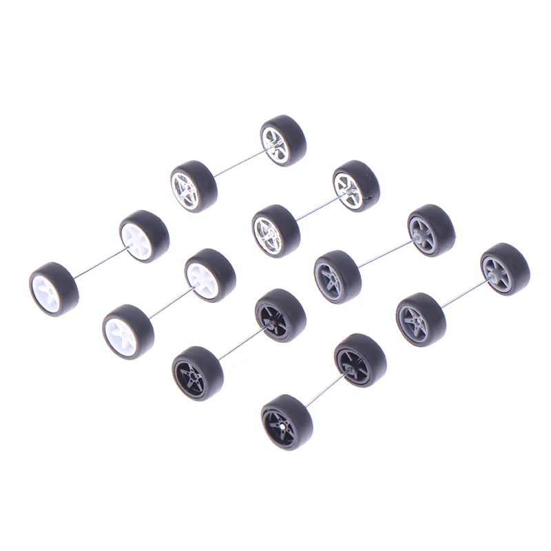 1Set DIY Racing Vehicle Toys 1:64 Car Wheels Rubber Tire With Wheel Axle Model Modified Part Vehicle Toy For Hotwheels 5