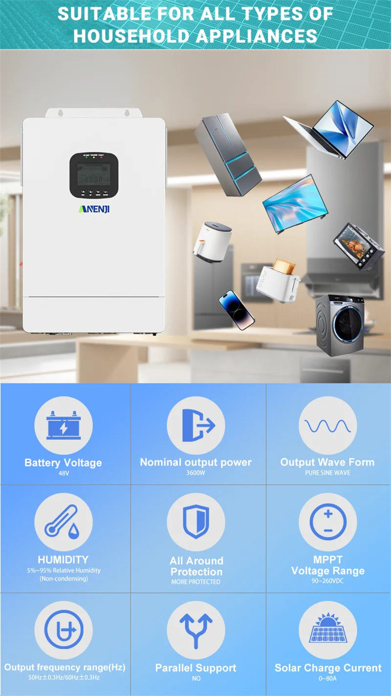 3.6KW 6.5KW 12KW 48V Solar Inverters 110V Hybrid On/Off Grid Inverter inversor s