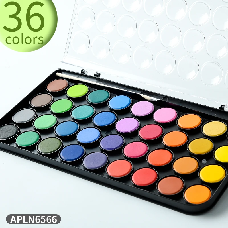M&G Portable Iron/Plastic box Solid Watercolor 12/28/36/48 Colors Pigment Professional Watercolor Painting Supplie Art Tool Set 5