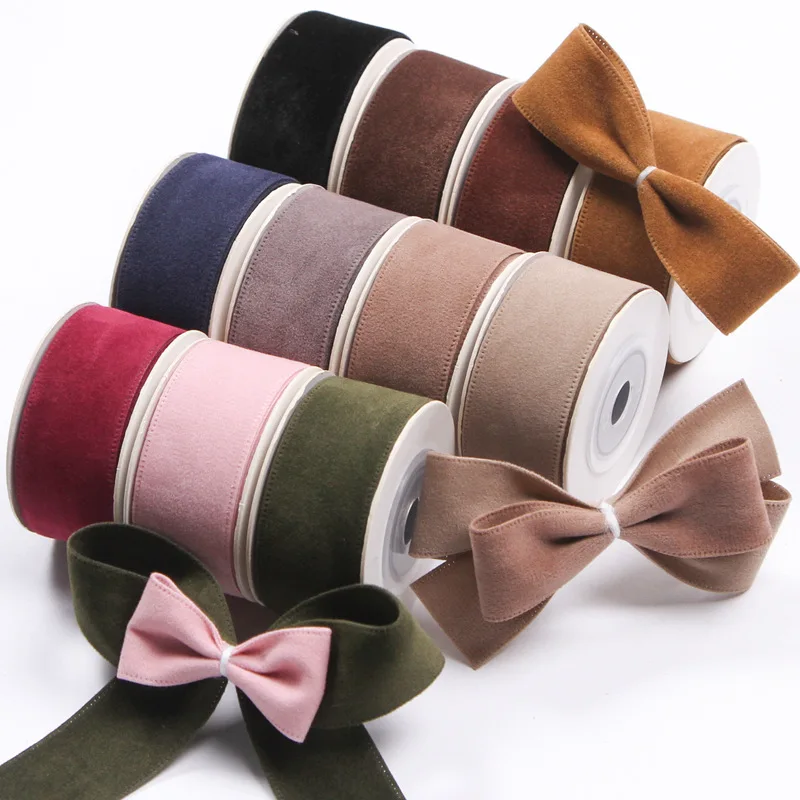 5 Yards/Roll 25 38mm Solid Color Double Face Suede Blank Pressing Velvet Ribbon for DIY Bows for Crafts Clothing Accessories ribbon decoration ribbon supplies velvet ribbon sewing ribbon