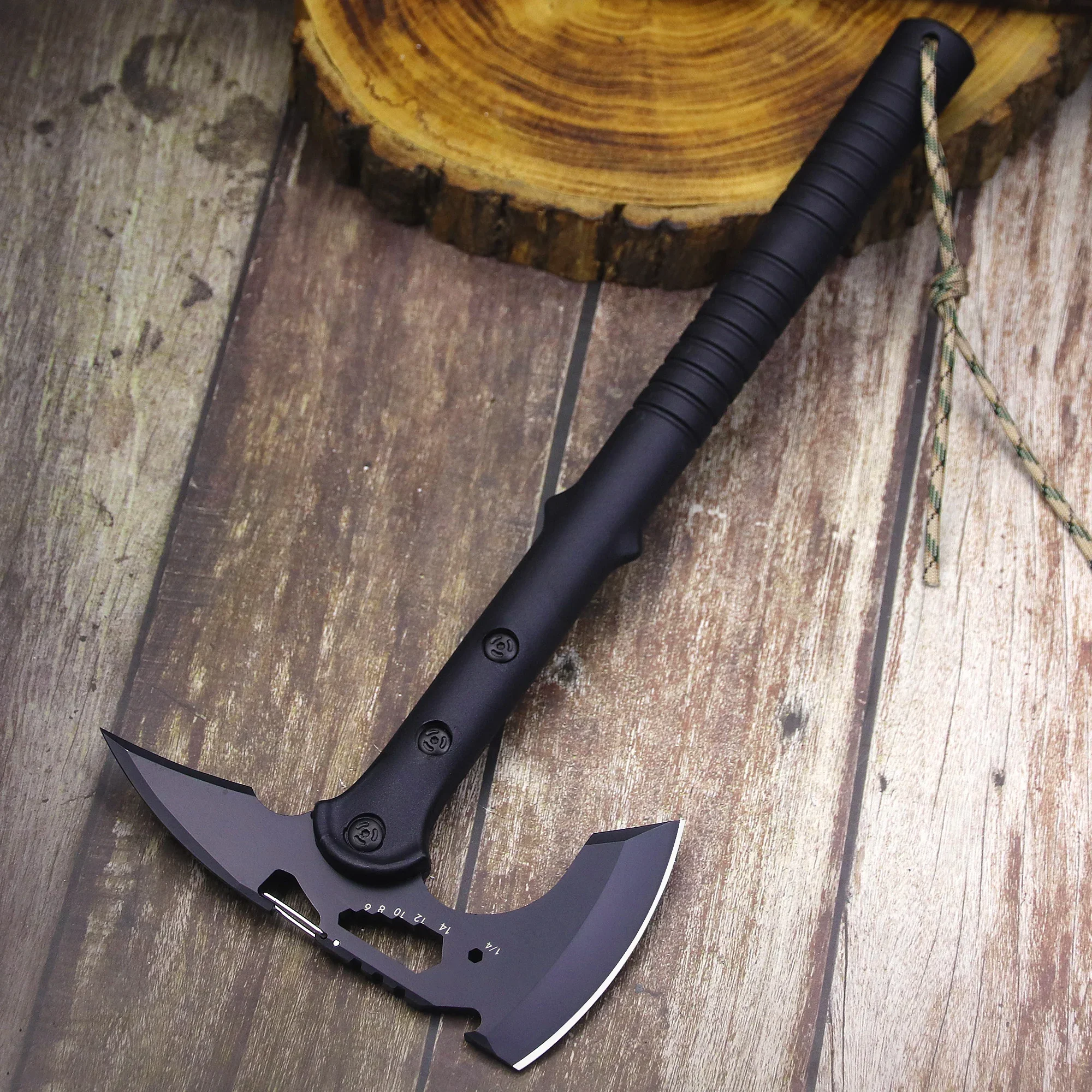 ABS handle Black 440 Outdoor tactical axe, jungle logging axe, outdoor camping self-defense rescue axe 4