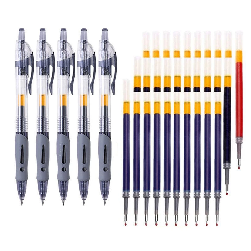 0.5mm Retractable Gel Pens Set Black/red/blue Ink Ballpoint for Writing Refills Office Accessories School Supplies Stationery