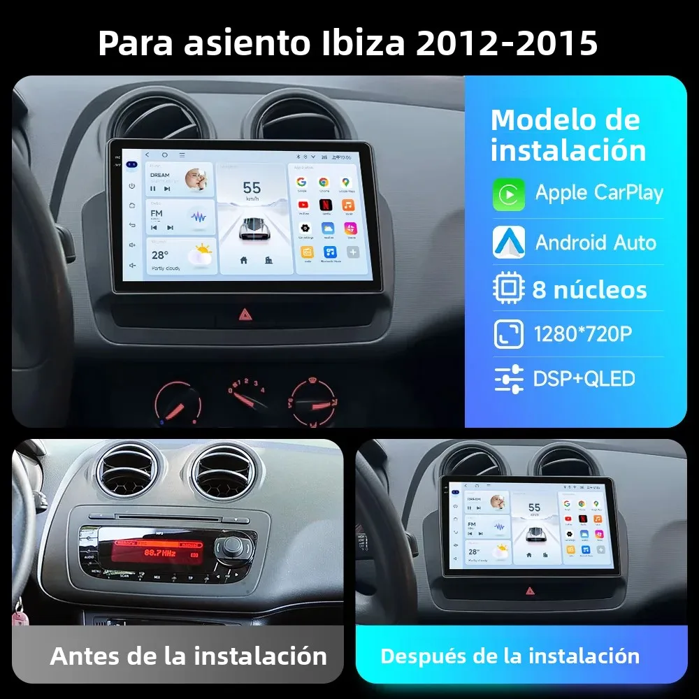 Pantalla Táctil con Laminación Completa para Seat Ibiza 2012-2015, Radio Android 15 para Auto, Reproductor Multimedia de Video, 5G WIFI, BT, GPS, Navegación 2
