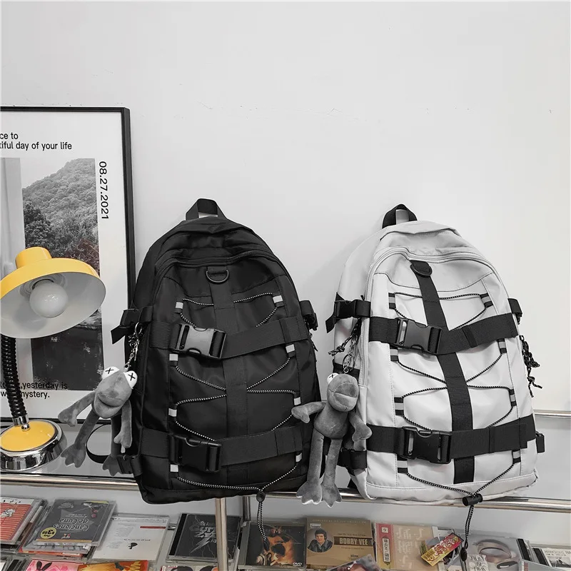 Zaino Borsa da skateboard Uomo Donna Zaino alla moda con strisce riflettenti fresche Zaino per studenti Zaino personalizzato di grande capacità - immagine 4