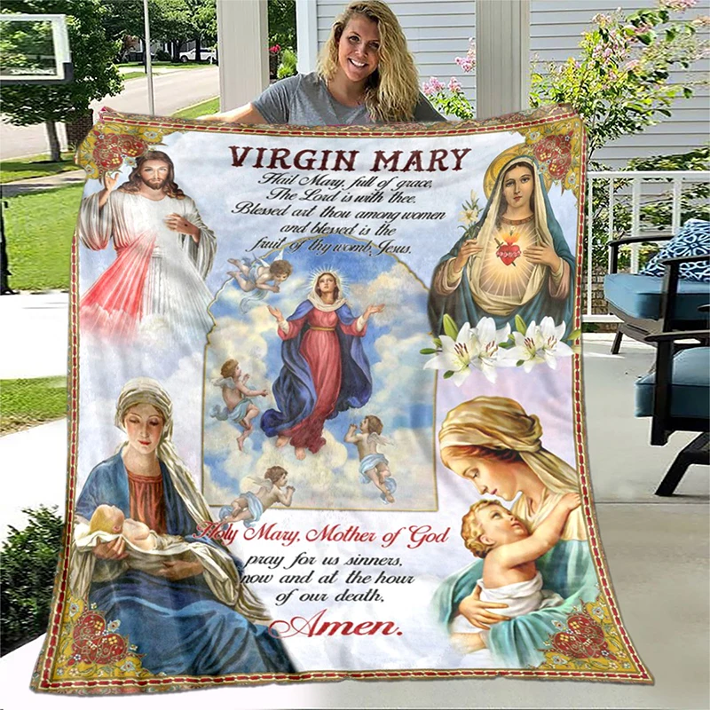 virginmaryBlanketSoftThrowBlanketBeddingFlannelLivingRoom