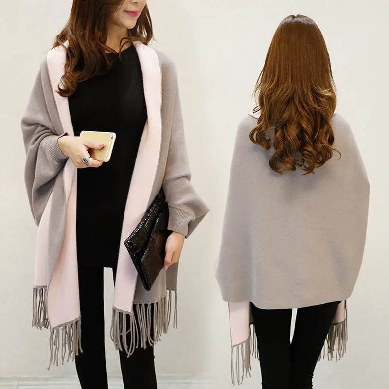 Autumn Winter Long Sleeve Patchwork Knitwear Cardigan Sweater