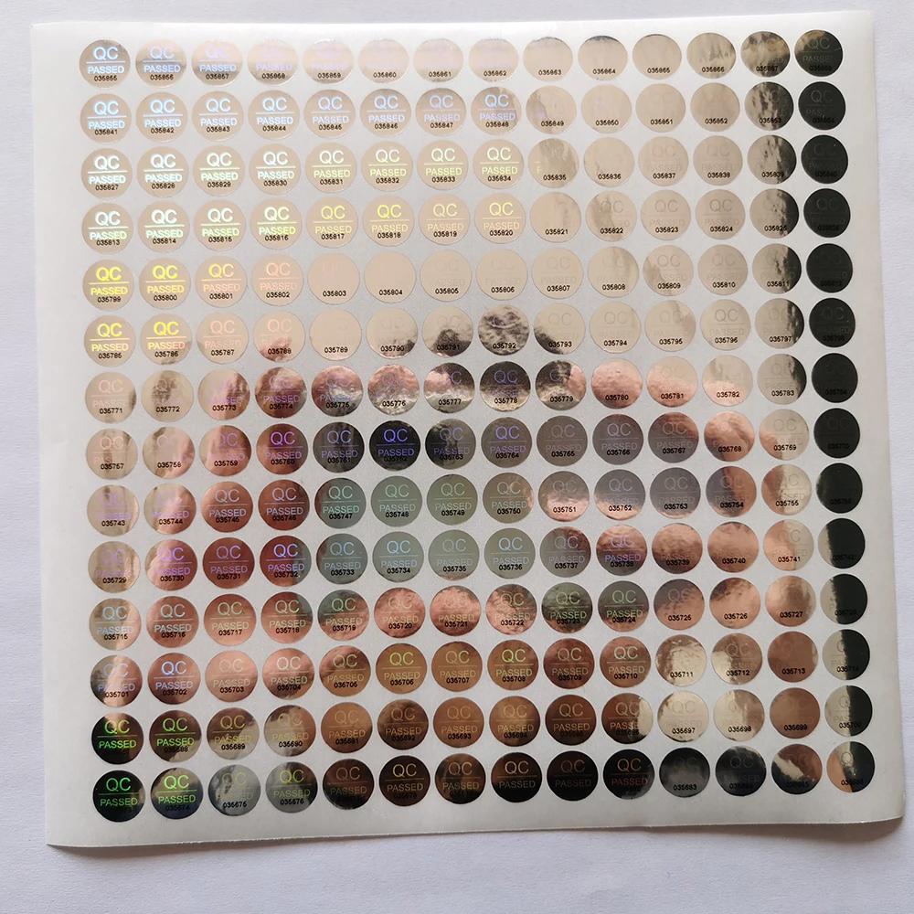 홀로그램 보안 스티커, 변조 방지 보증, QC 통과 VOID 라벨, 맞춤형 로고, 10mm x 10mm, 2000 개