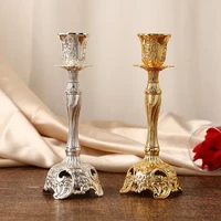 2pc European Style Metal Candlestick Candles Holders Gold Silver Dropshipping Wedding Ramadan Eid Religion Decorations Home 4