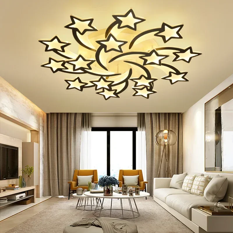 

Modern LED Ceiling Light Star Shape Kids Room Living Room Bedroom Fashion Indoor Lighting Black White Sky Light Ceiling Lamps