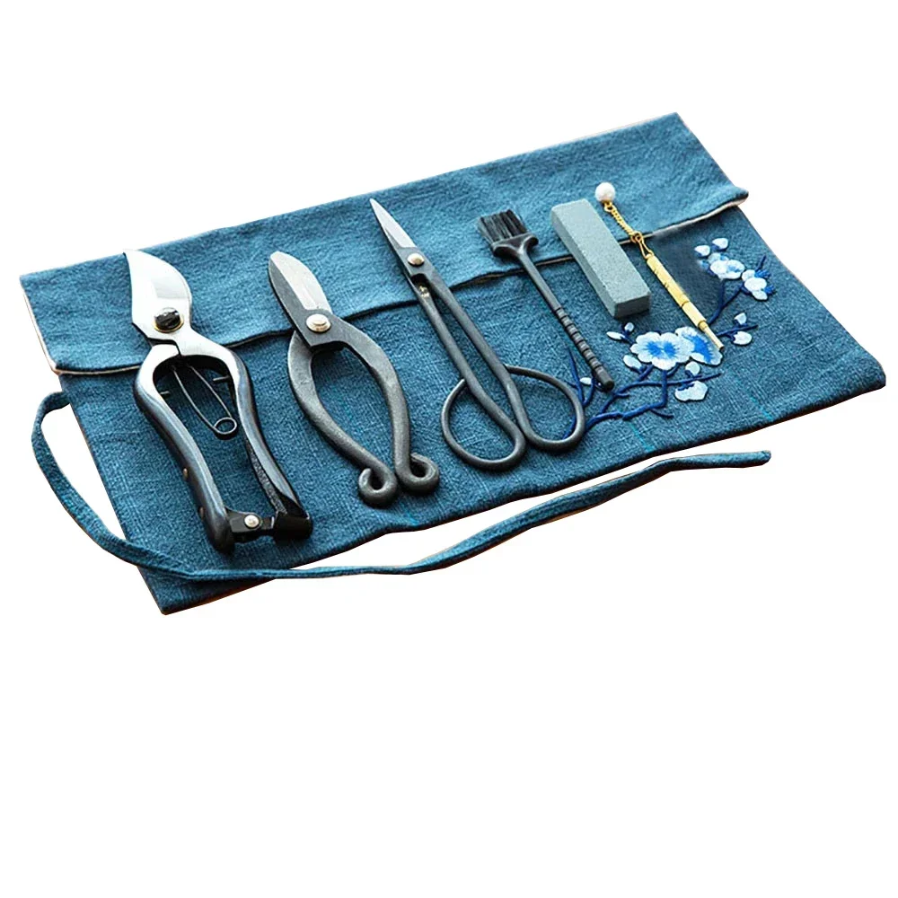 Florist Special Scissors Japanese Ikebana Flower Arrangement Tools Set Flower Art Tool Kit 22x38.5CM Real Suede Cowhide Bag