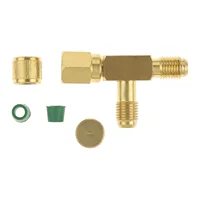 1Pc 1/4'' Valves Core Tee Adapter With Swivel Connector for Gauge Deep Vacuum Pump Manifold 1