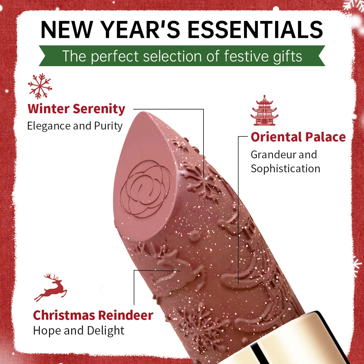 Christmas Limited New Year's Lipstick For Lips CATKIN Moisturizing With Golden Glosses, Tone CP170 Crimson Pink, 3.6 G_voghion.com