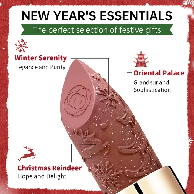 CATKIN Christmas limited New Year's lipstick for lips CATKIN moisturizing with golden glosses, tone CP170 Crimson pink, 3.6 g