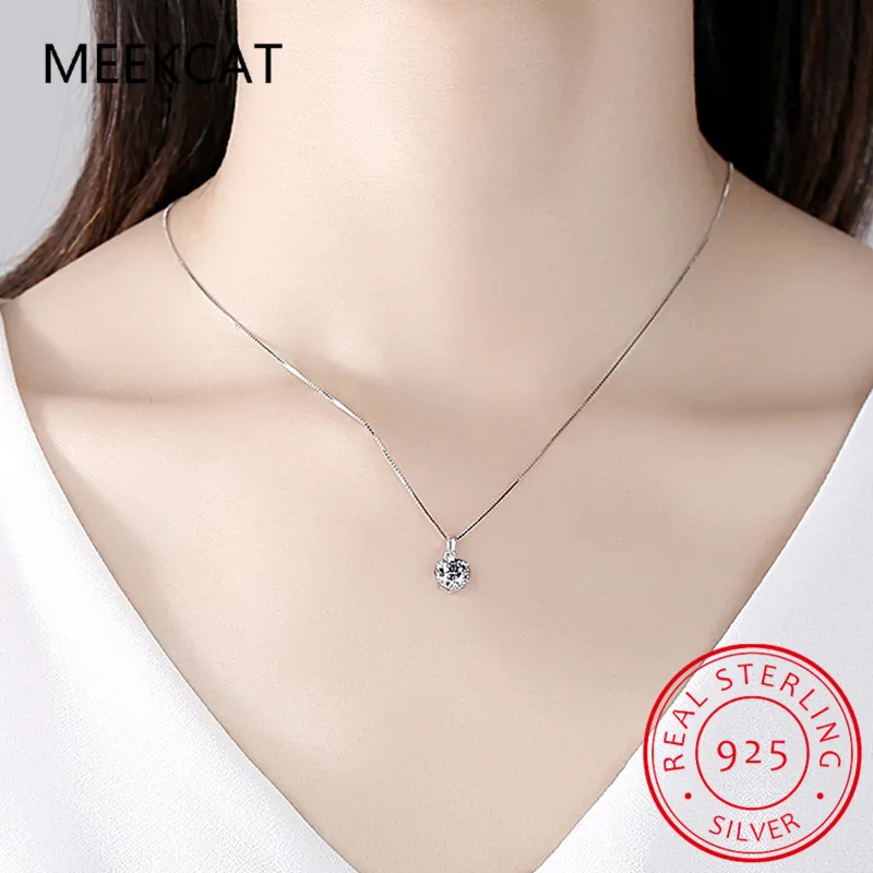Moissanite Necklace Silver Necklace 2.0ct VVS1 D Color Moissanite Necklace 925 Soild Sterling Sliver Chain with Certificate Fine Jewelry for Woman