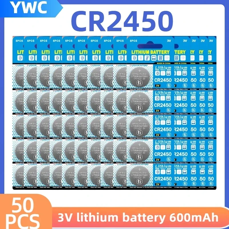 

New 50-200PCS 3V CR2450 Button Batteries CR 2450 DL2450 BR2450 LM2450 600mAh Lithium Cell Coin Watch Battery