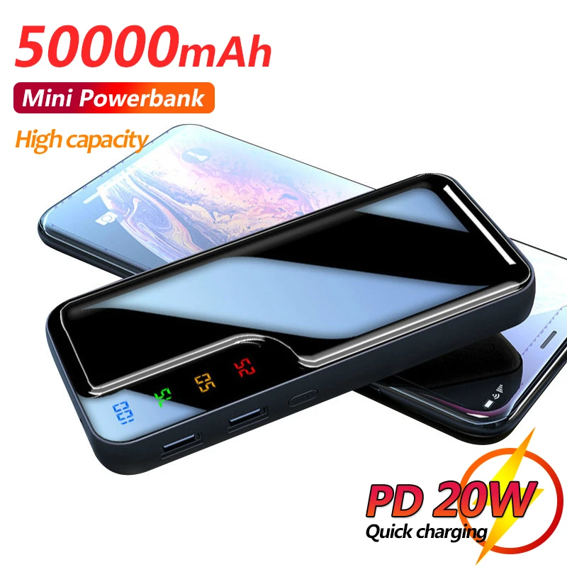 best wireless power bank 50000mAh Power Bank Portable Phone Charger with 2 USB Ports PoverBank External Battery Fast Charging For Xiaomi IPhone SAMSUNG power bank battery