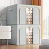 Large Transparent Clothes & Quilt Storage Box - Foldable Oxford Fabric Organizer with Zipper Lid, Space-Saving Household Storage 2