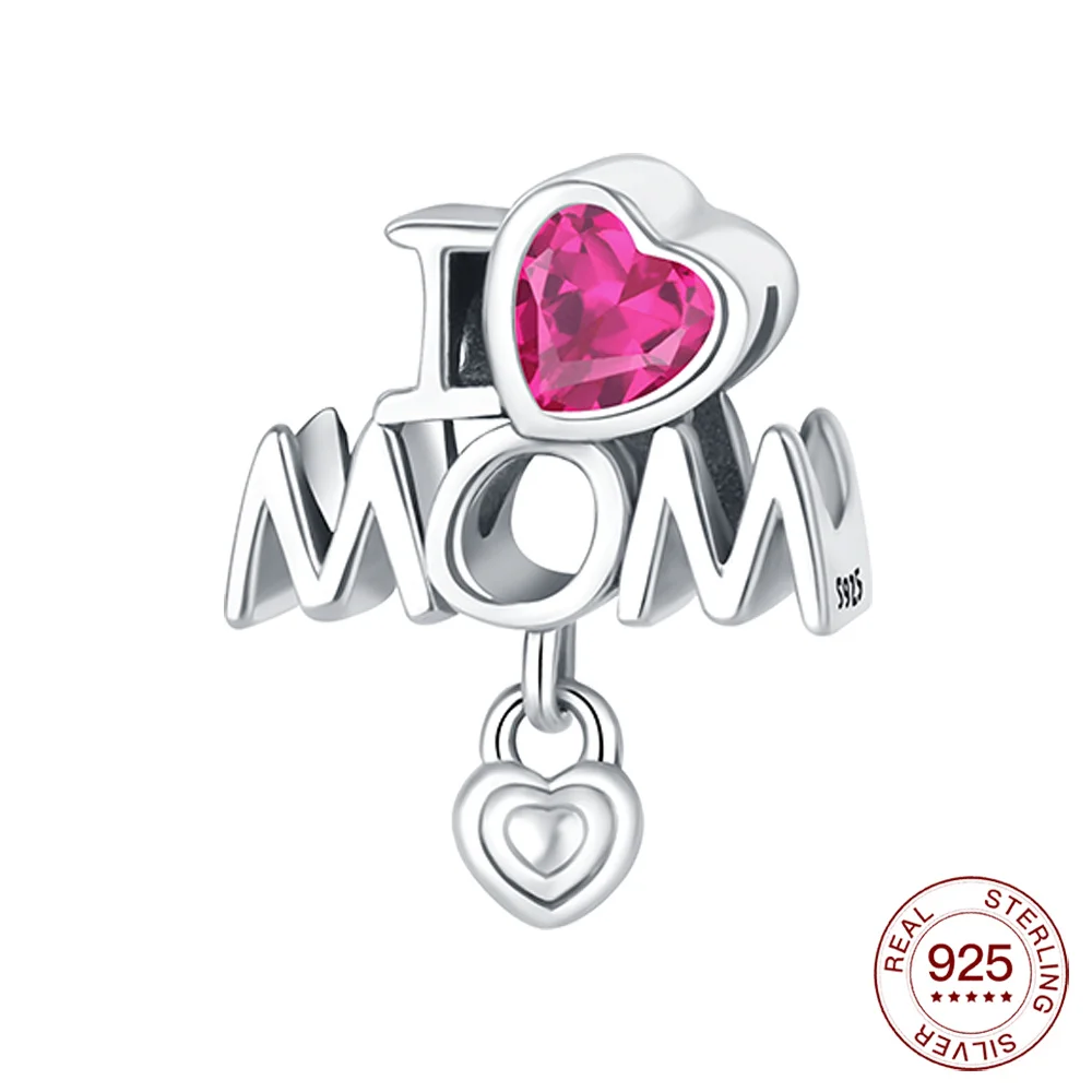 

S925 Оригинальное серебряное Очаровательное ожерелье с подвеской из бисера «I Love Mon» для друзей, жены, девушек
