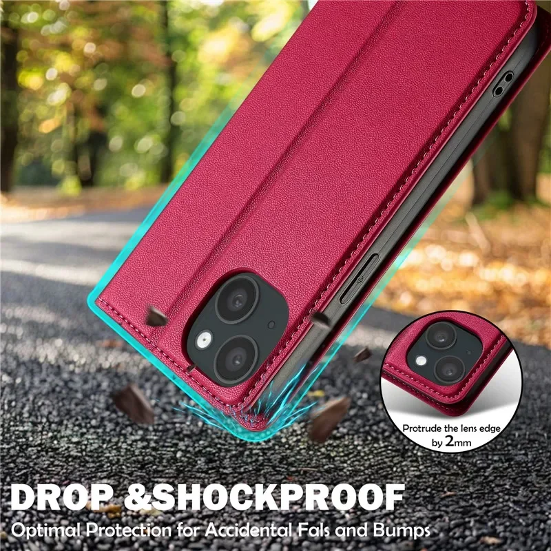 Luxury Magnetic Leather Wallet Card Slot Phone Case with Flip Stand Cover Coque