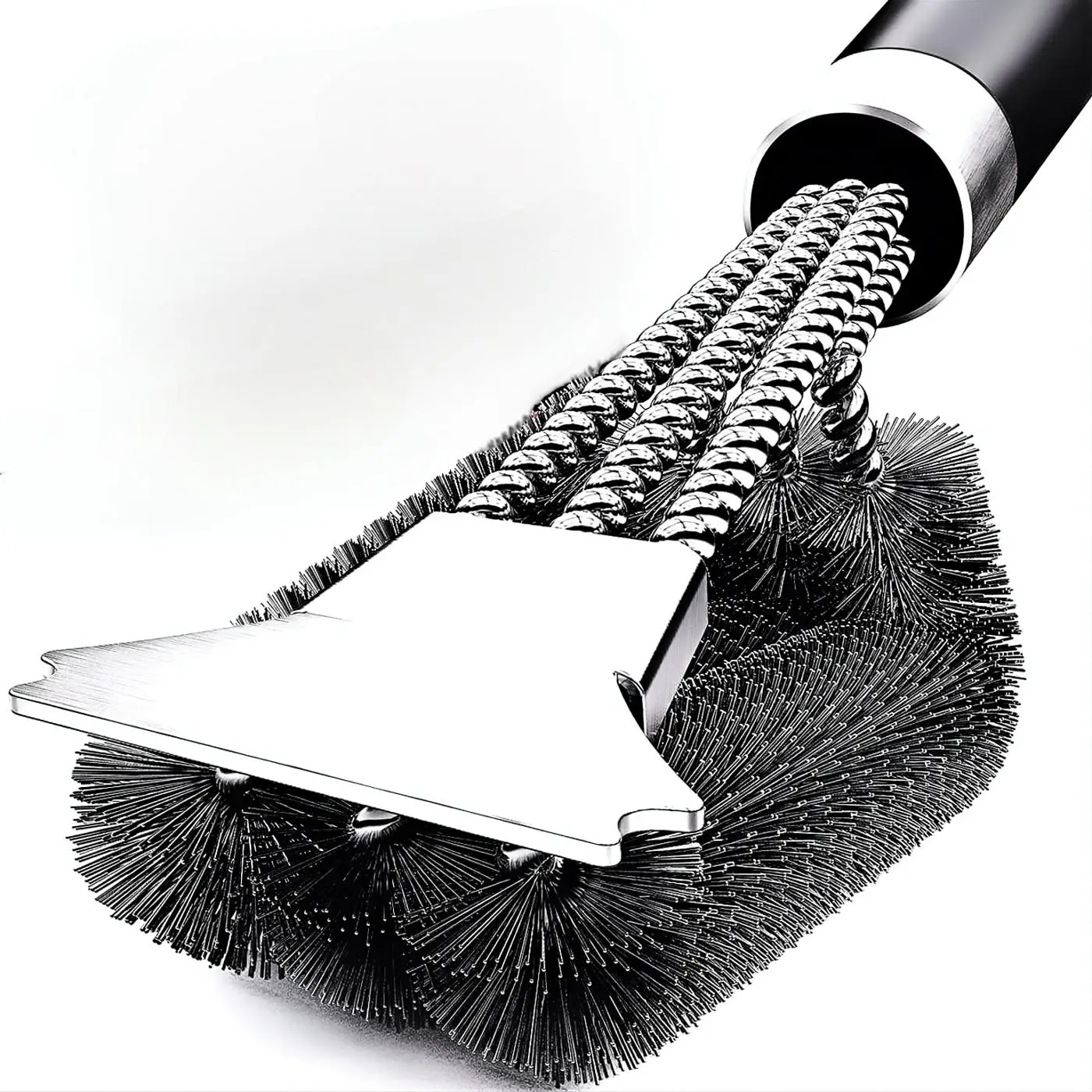 BBQ Strong Stainless Steel Hard Brush 2-in-1 Multi functional High Temperature Resistant Deep Cleaning Baking Plate Gap